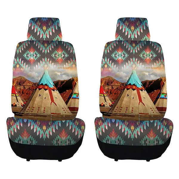 2PC Car Seat Cover Set - Native Graphic Design