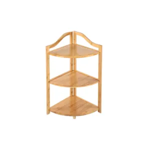 3-Layer Bamboo Bookcase Triangle Display Racks Corner Shelf Jz-7