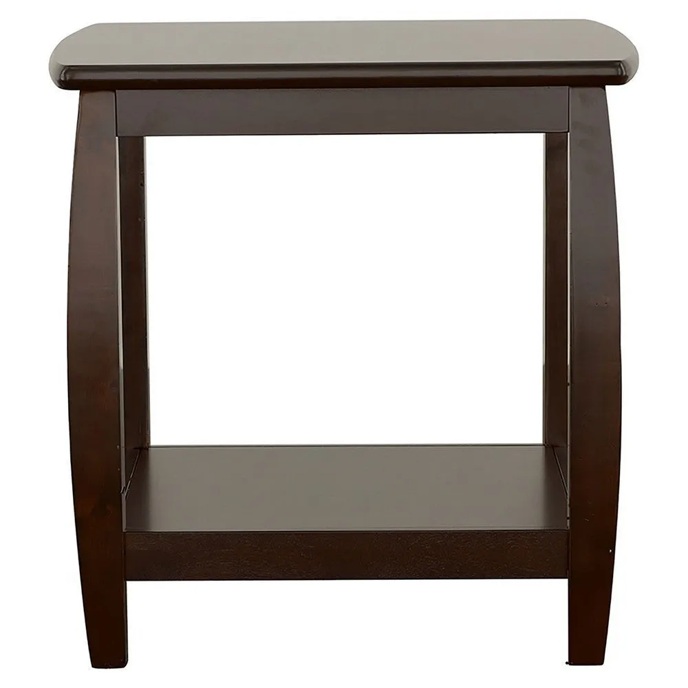 3 Piece Coffee and End Table Set, Open Shelves, Espresso Brown Solid Wood By Casagear Home