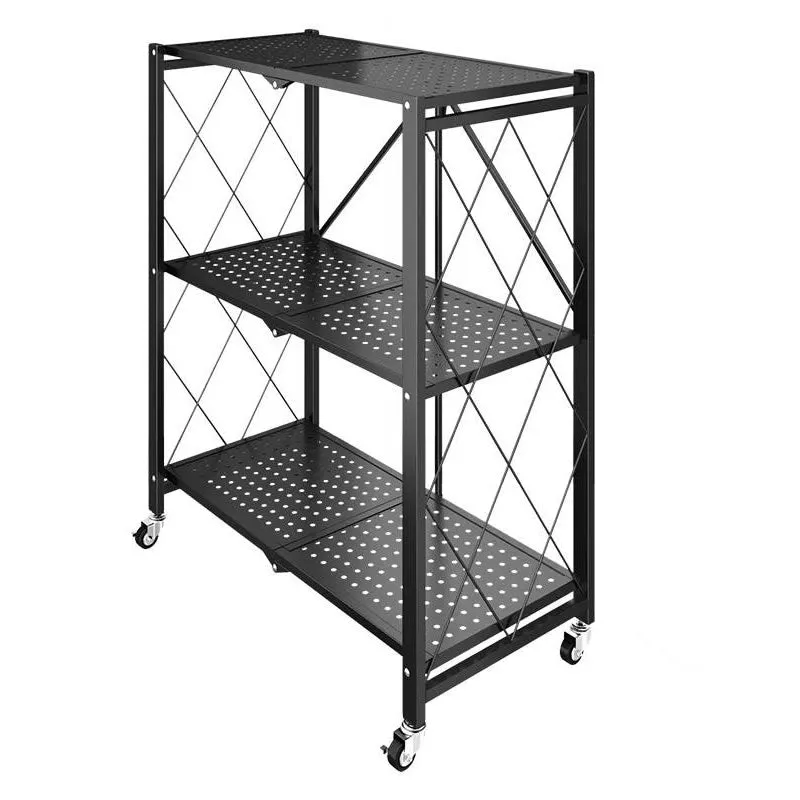 3-Tier Foldable Storage Shelves With Wheels 21062402