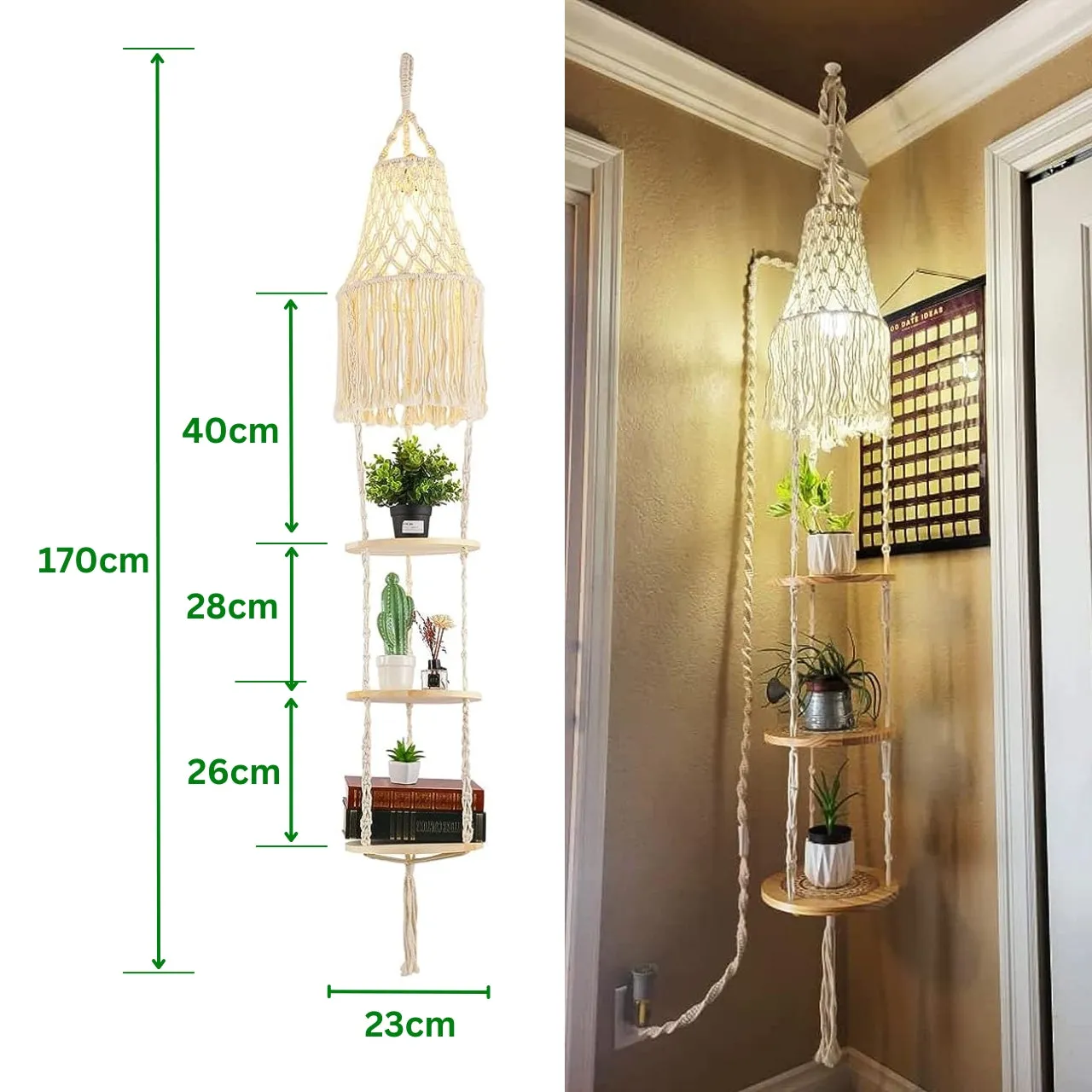 3 Tier Plant Hanger with Cotton Chandelier