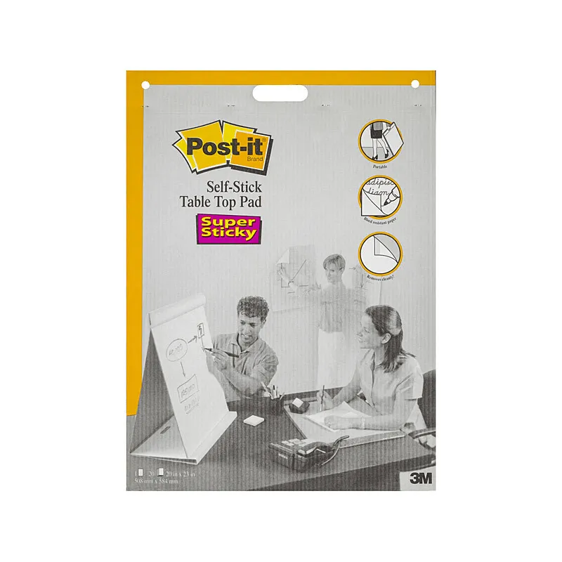 3M Post-It White Tabletop Easel Sticky Notes Pad 508mmx584mm 20 Sheets