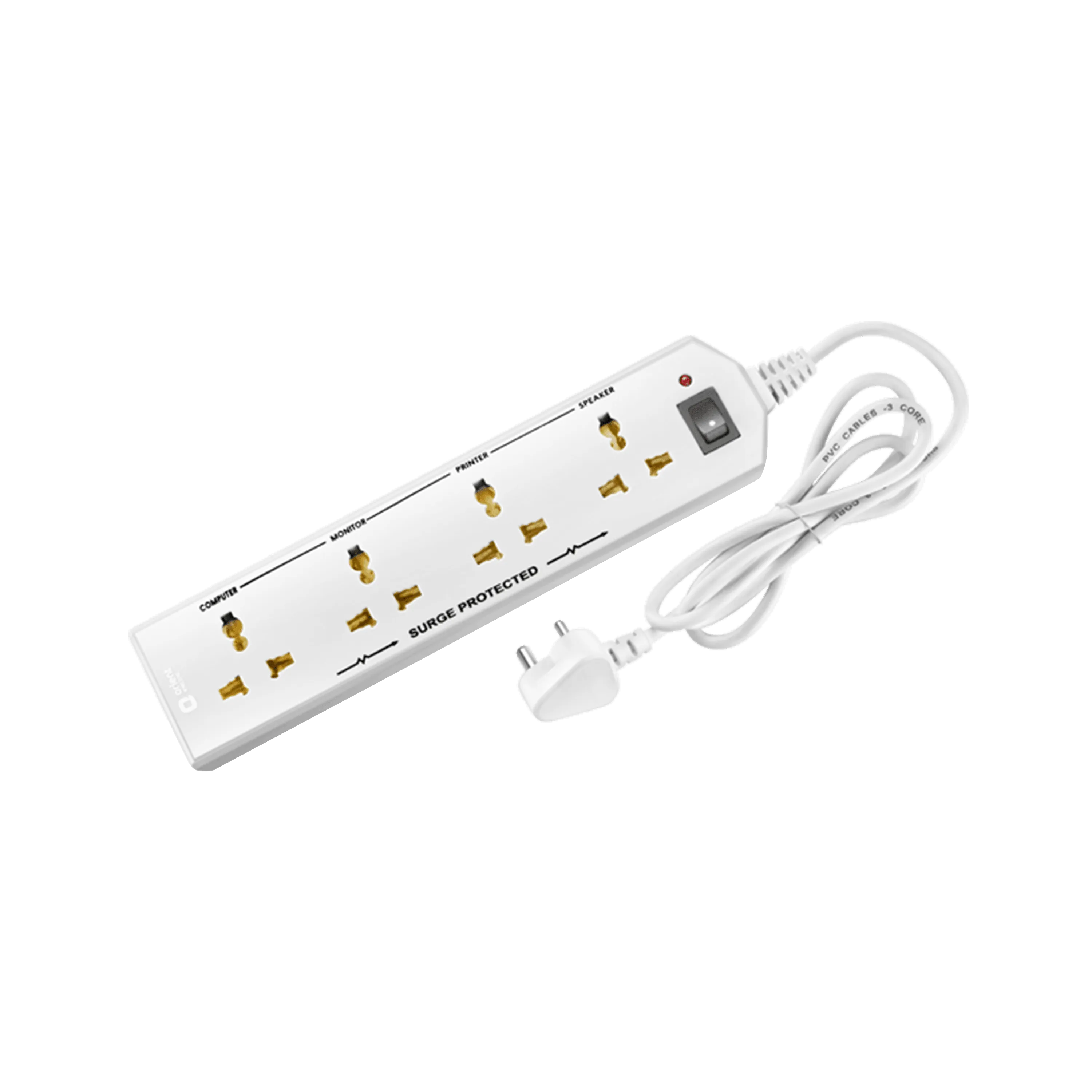 4 Socket Extension Board with 2 Metre Wire (White)