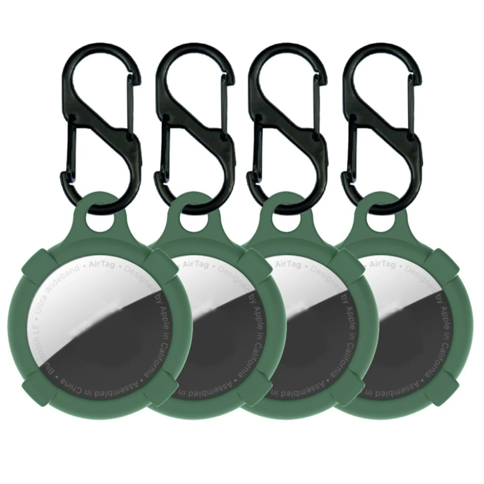 4Pcs AirTags silicone protective cover with hook - Green