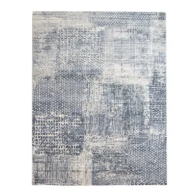 Abstract Pattern Blue and Beige Rug