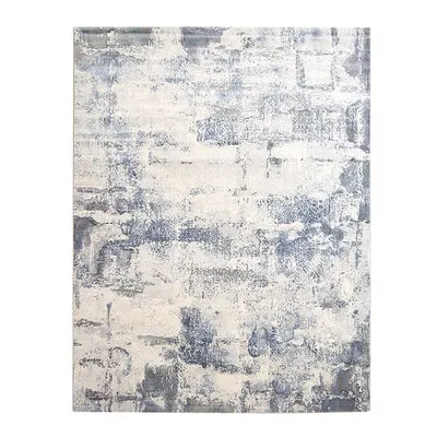 Abstract Pattern Blue and Beige Rug