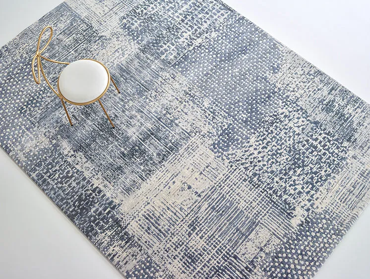 Abstract Pattern Blue and Beige Rug