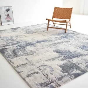 Abstract Pattern Blue and Beige Rug