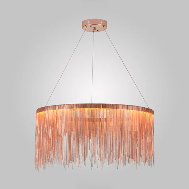 Aluminum LED Pendant Chandelier - Minimalistic Circular Hanging Ceiling Light for Living Room