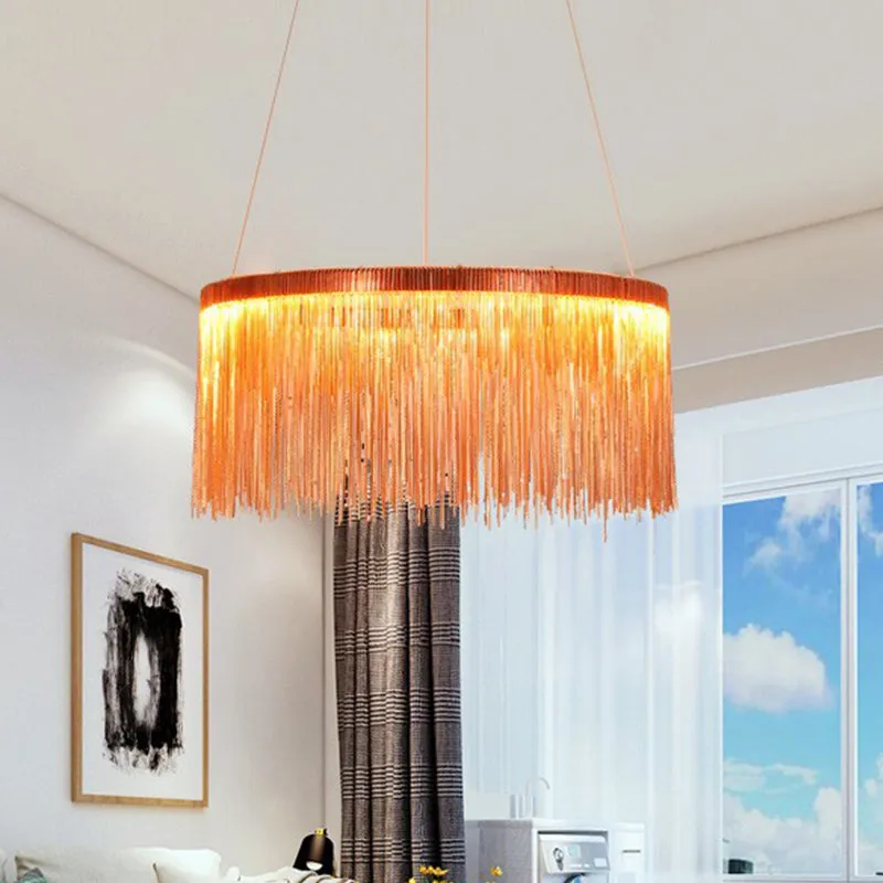 Aluminum LED Pendant Chandelier - Minimalistic Circular Hanging Ceiling Light for Living Room