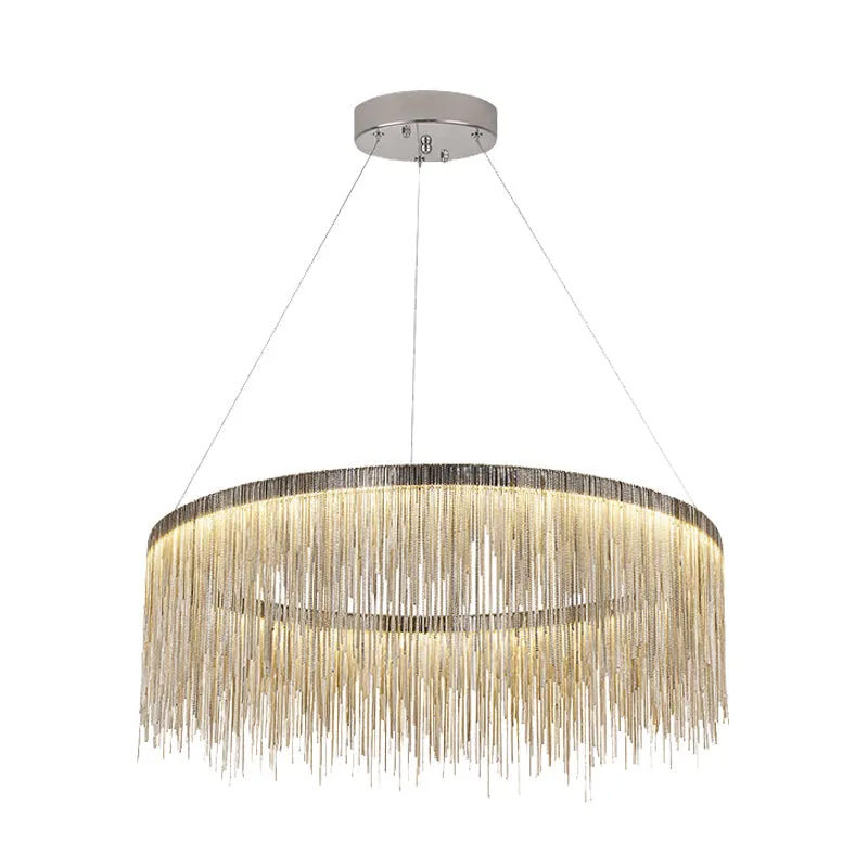 Aluminum LED Pendant Chandelier - Minimalistic Circular Hanging Ceiling Light for Living Room