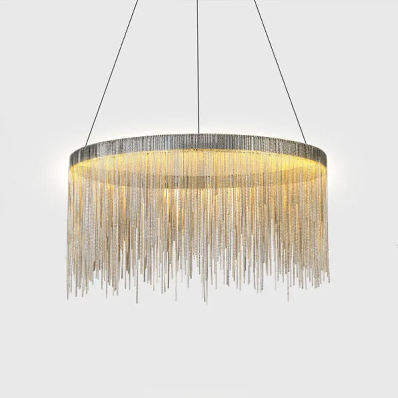 Aluminum LED Pendant Chandelier - Minimalistic Circular Hanging Ceiling Light for Living Room