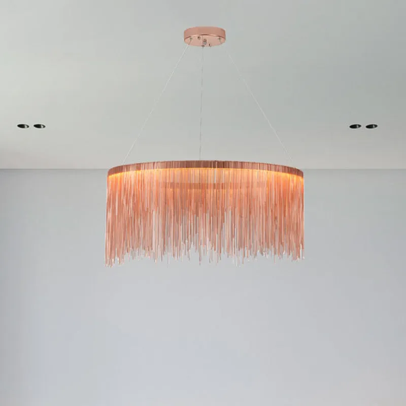 Aluminum LED Pendant Chandelier - Minimalistic Circular Hanging Ceiling Light for Living Room