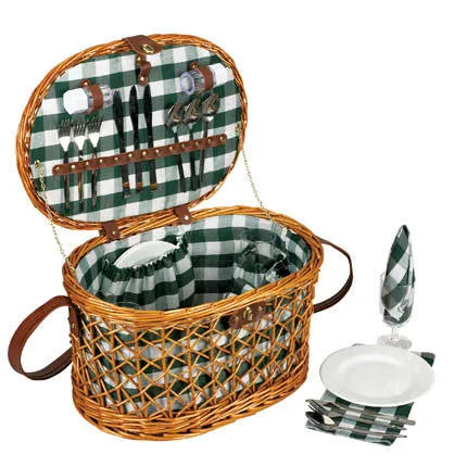 Amazing Willow Picnic Basket Fully Lined Service for Four