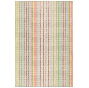 Ana Ticking Aqua Machine Washable Rug