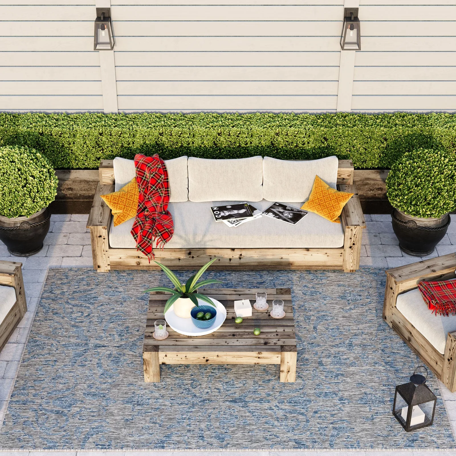 Aqua Flatweave Outdoor Rug - Lanark