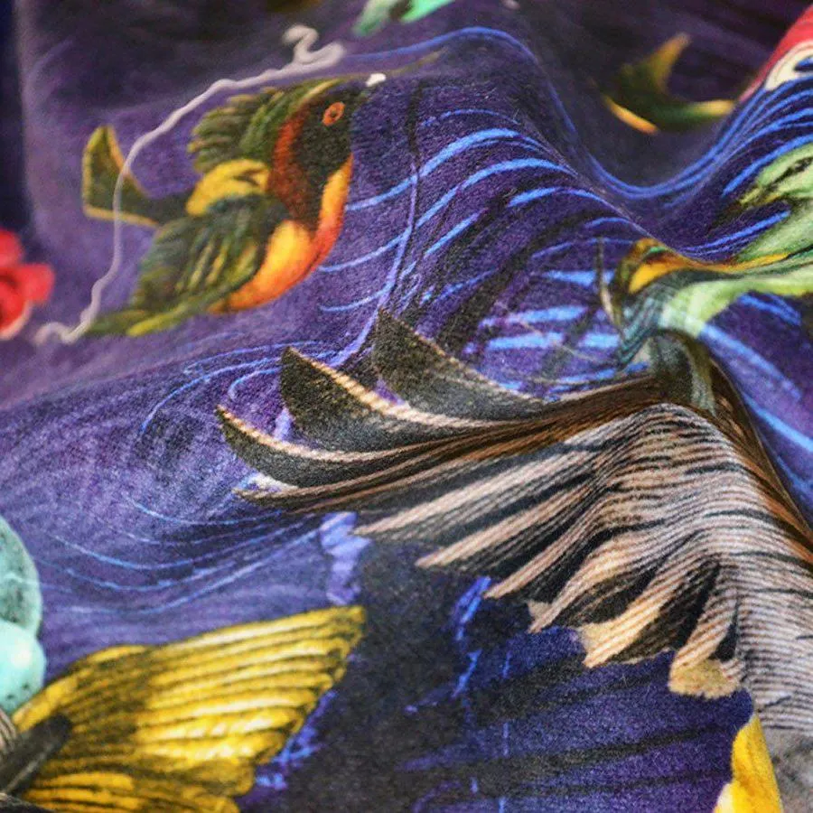 Arrivee Des Oiseaux Fabric in Cobalt - Santorus