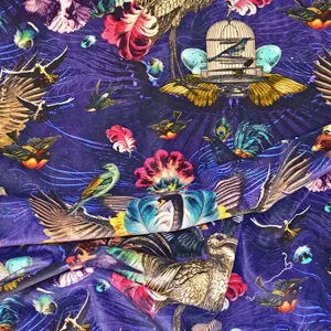 Arrivee Des Oiseaux Fabric in Cobalt - Santorus