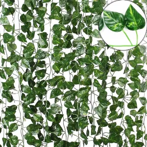 Artificial Leaves Garlands/Creepers Money Plant For home Décor Party decoration (Green, 6 Pieces)