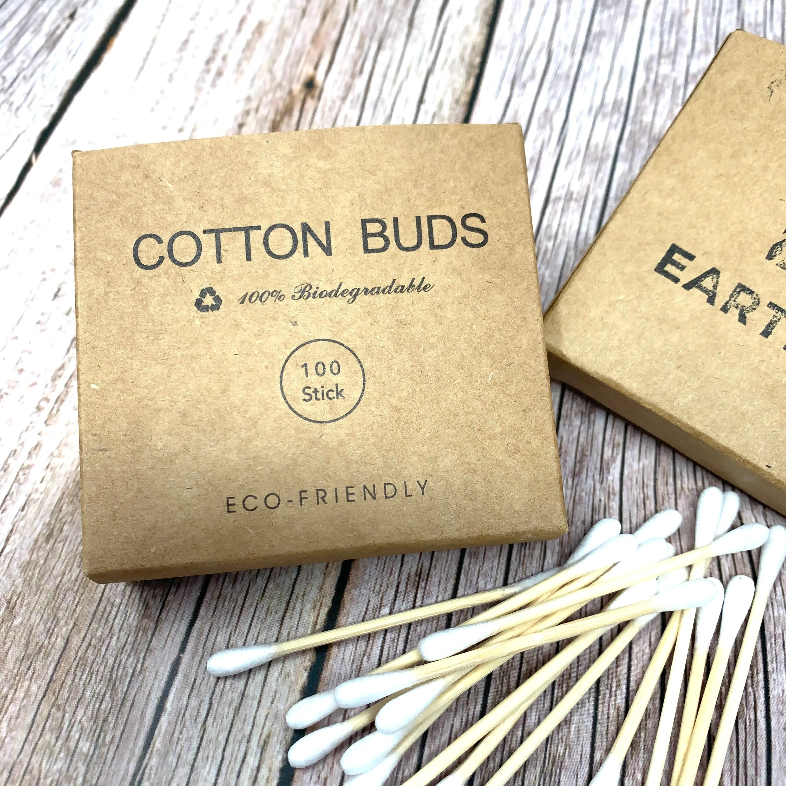 Bamboo and Cotton Buds, Eco Friendly Ear Buds, Biodegradable, 100 pcs