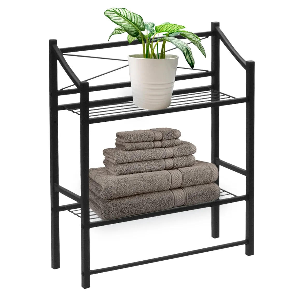 Bath Storage Shelf & Towel Bar (2 Tier)