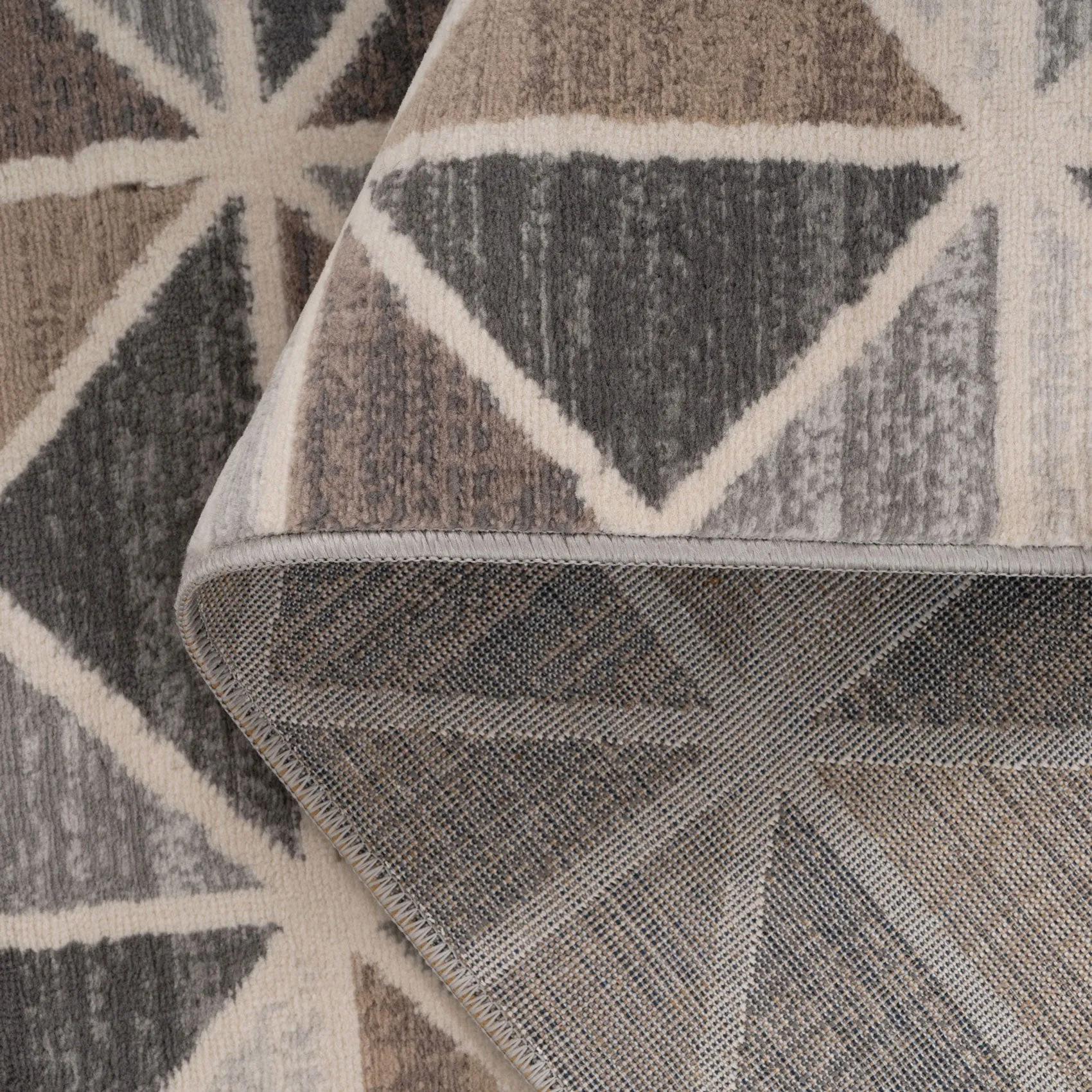 Beige Grey Multi Tile Runner Rug