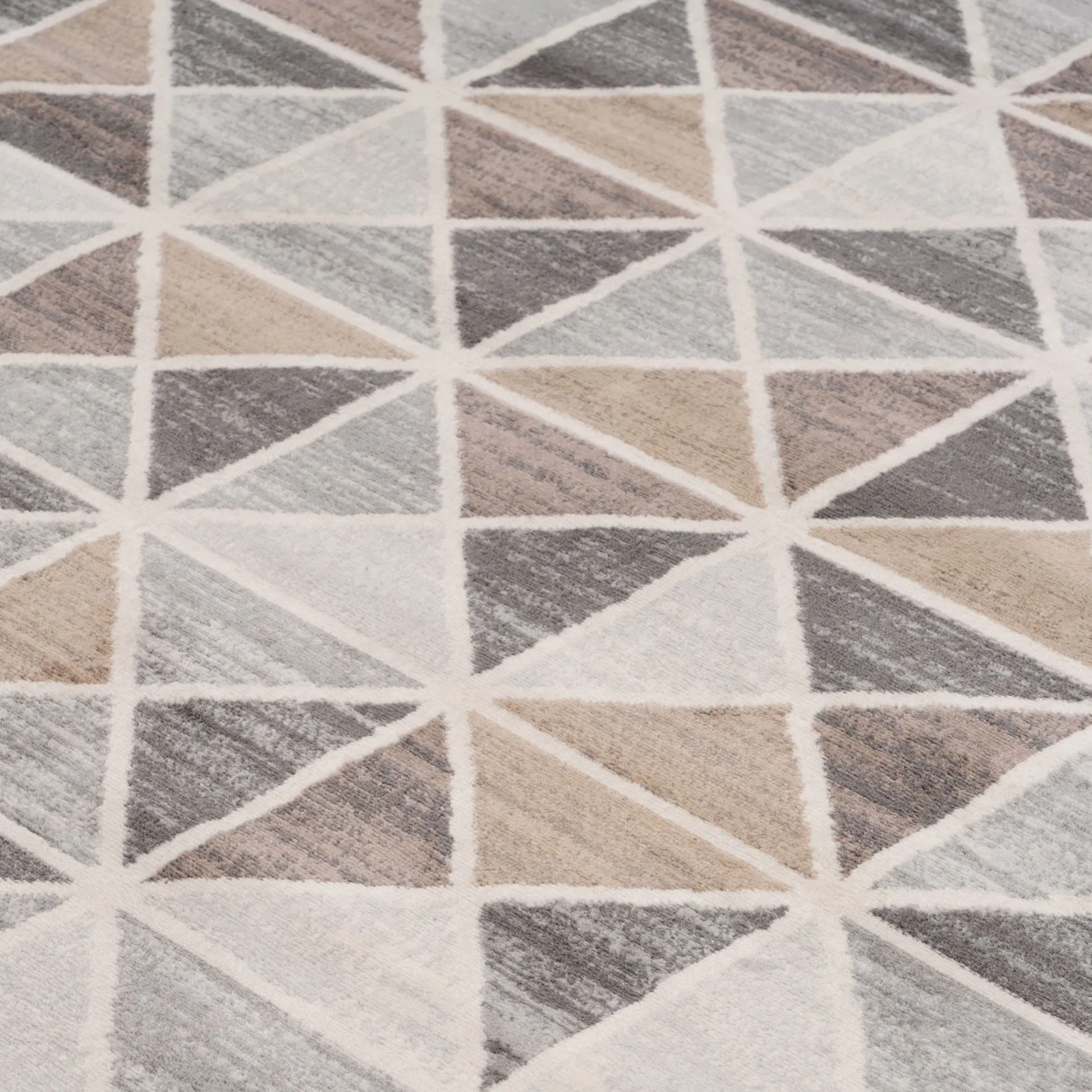 Beige Grey Multi Tile Runner Rug