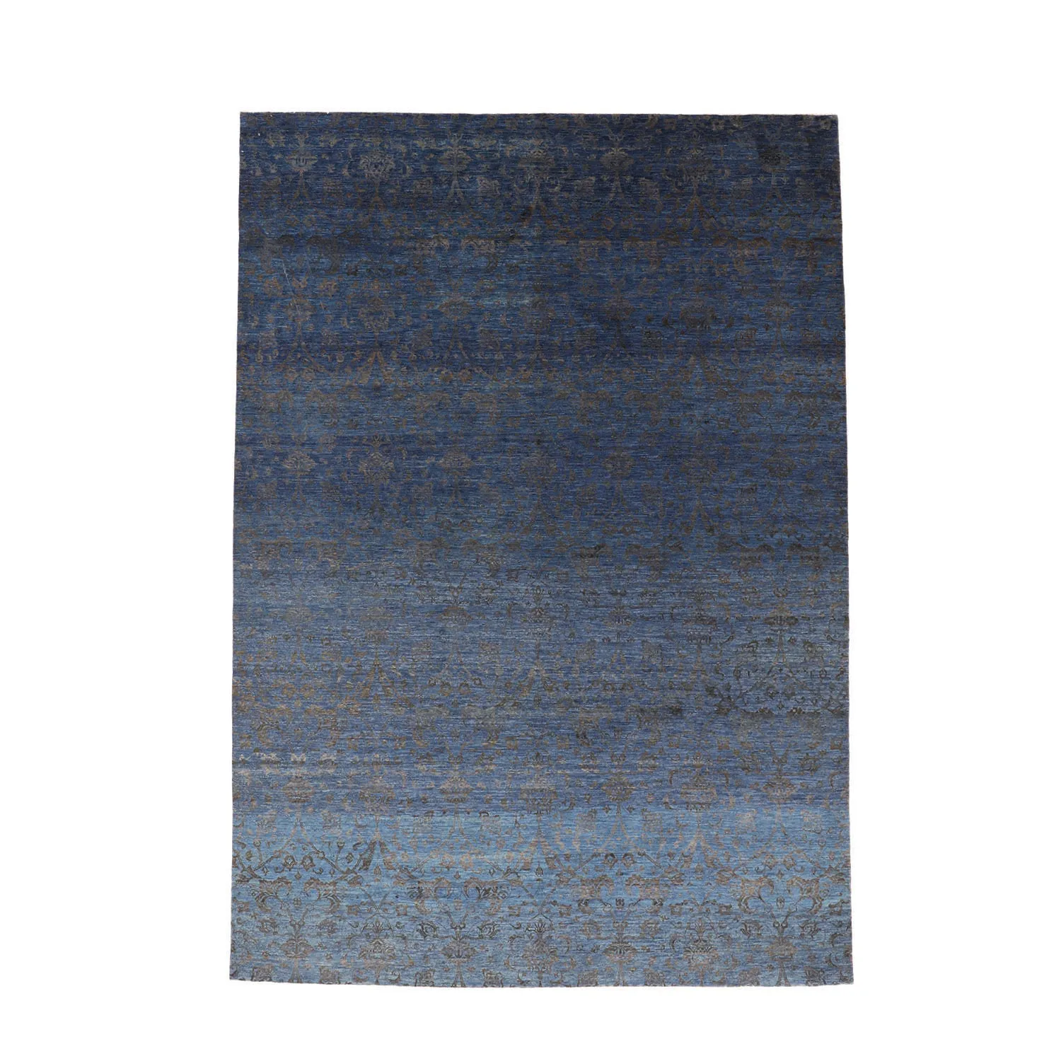 Blue Transitional Silk Rug - 9'10" x 13'09"