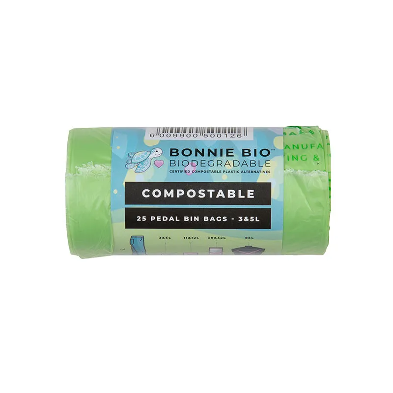 Bonnie Bio 30 x 3-5L Compostable Bin Bags Roll - Carton of 30