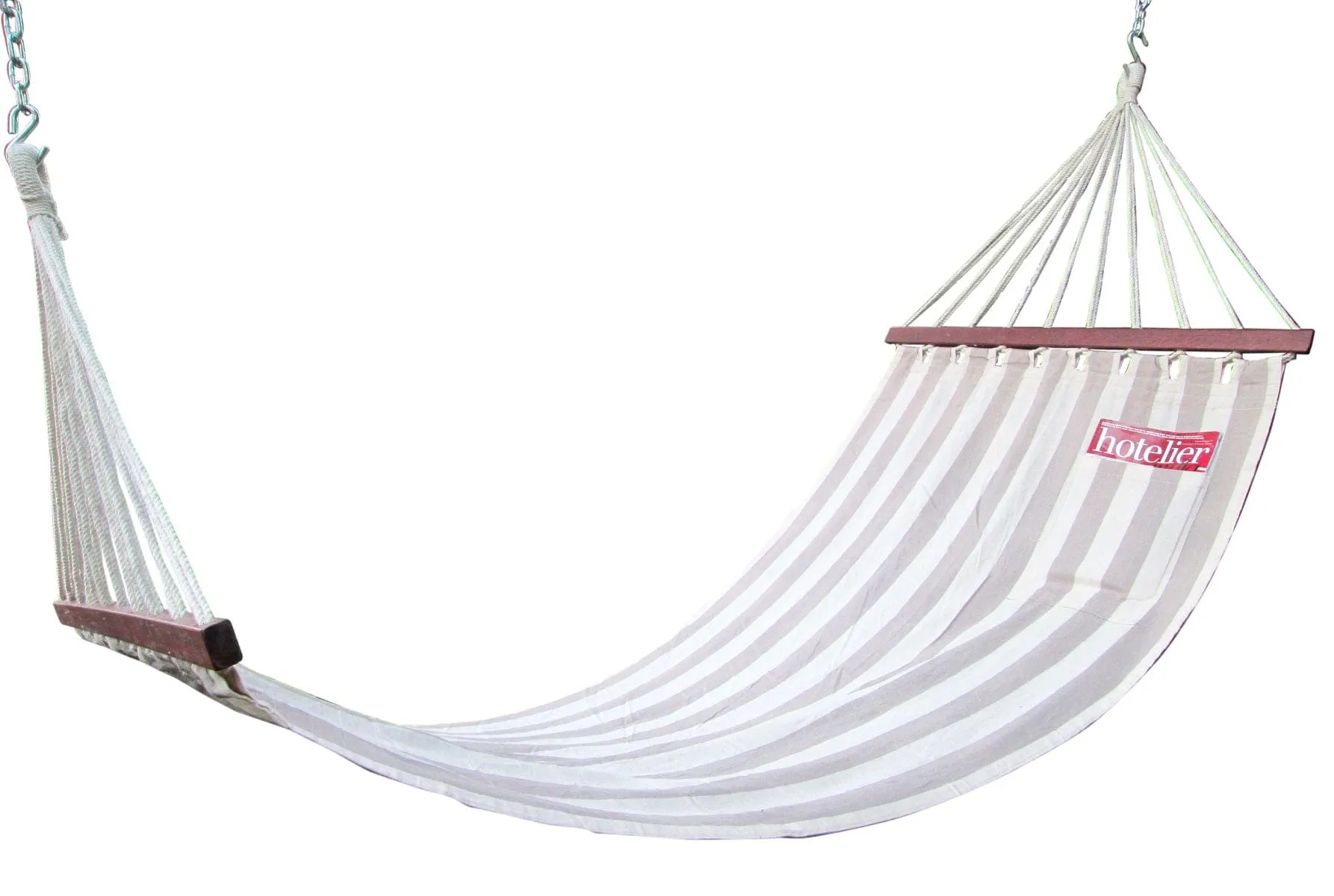 Brazilian Cotton Canvas Hammock With Spreader Bars, Weight Capacity 113kg- 90W X 335L cm