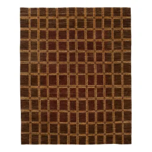 Brown Contemporary Wool Rug - 7'10" x 9'3"