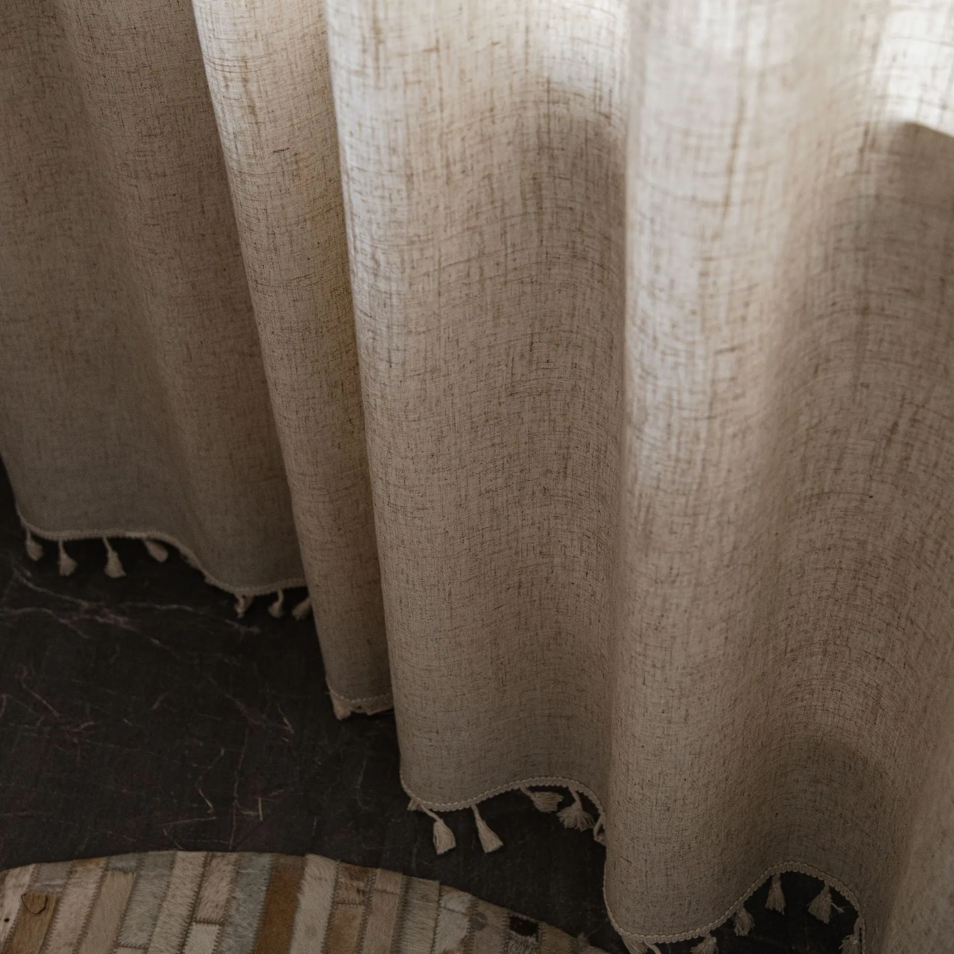 Callie Ivory Semi-Sheer Grommet Custom Tasseled Curtain