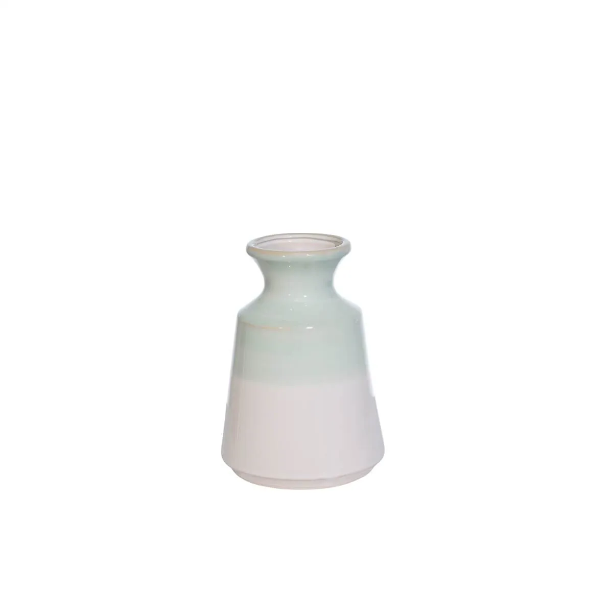 CERAMIC 8.75" VASE, GREEN/WHITE