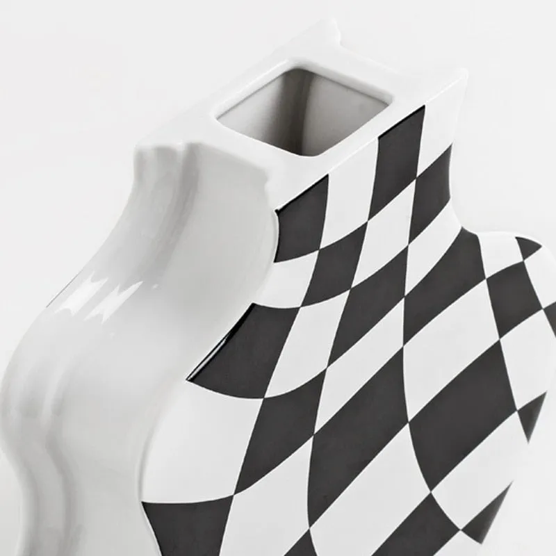 Ceramic Checkered Flower Vase