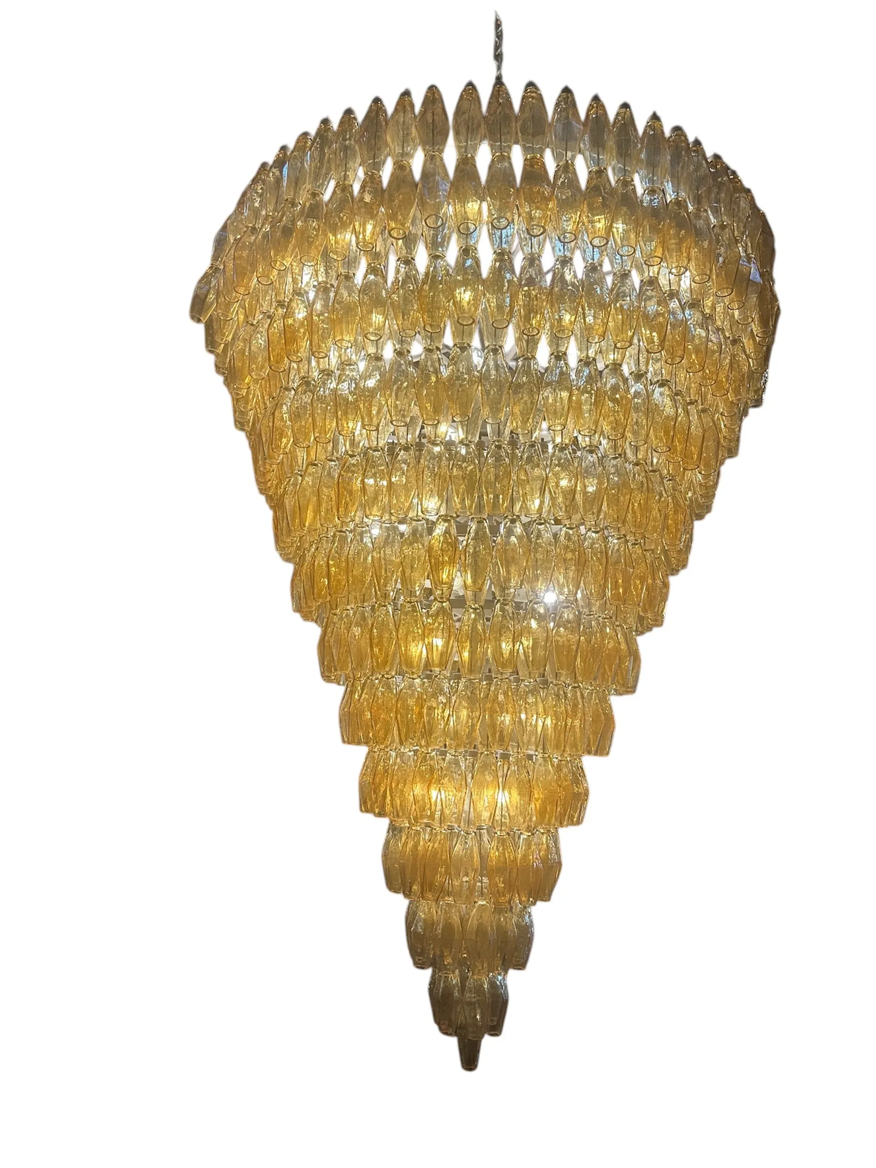 Chandelier with "poliedri" glasses. Italy 1960