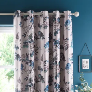 Chatsworth Teal Pair of Eyelet Curtains