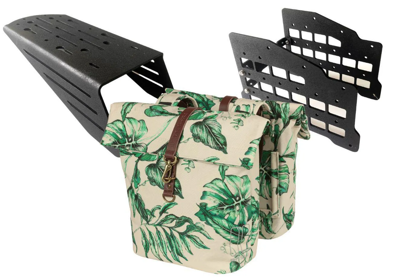 Commuting Convenience Kit | Accessory Bundle | Graffiti Rack, Side Extenders, Basil Evergreen Pannier