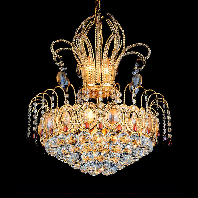 Contemporary Gold Crystal Ball Chandelier - Multi Light Fixture for Dining Room - 16"/19.5" Wide