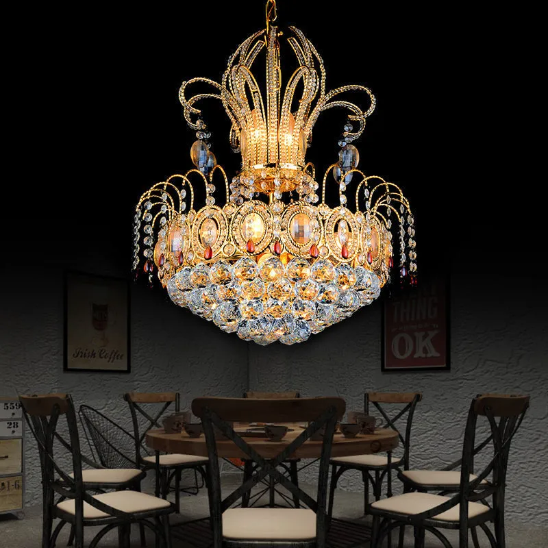 Contemporary Gold Crystal Ball Chandelier - Multi Light Fixture for Dining Room - 16"/19.5" Wide