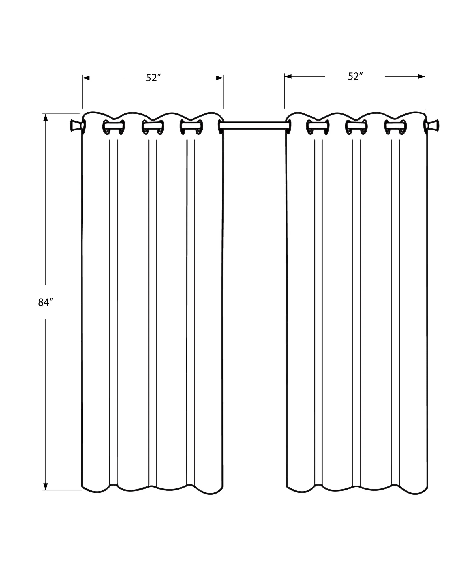 Curtain Panel - 2Pcs / 52"W X 84"H Grey Room Darkening