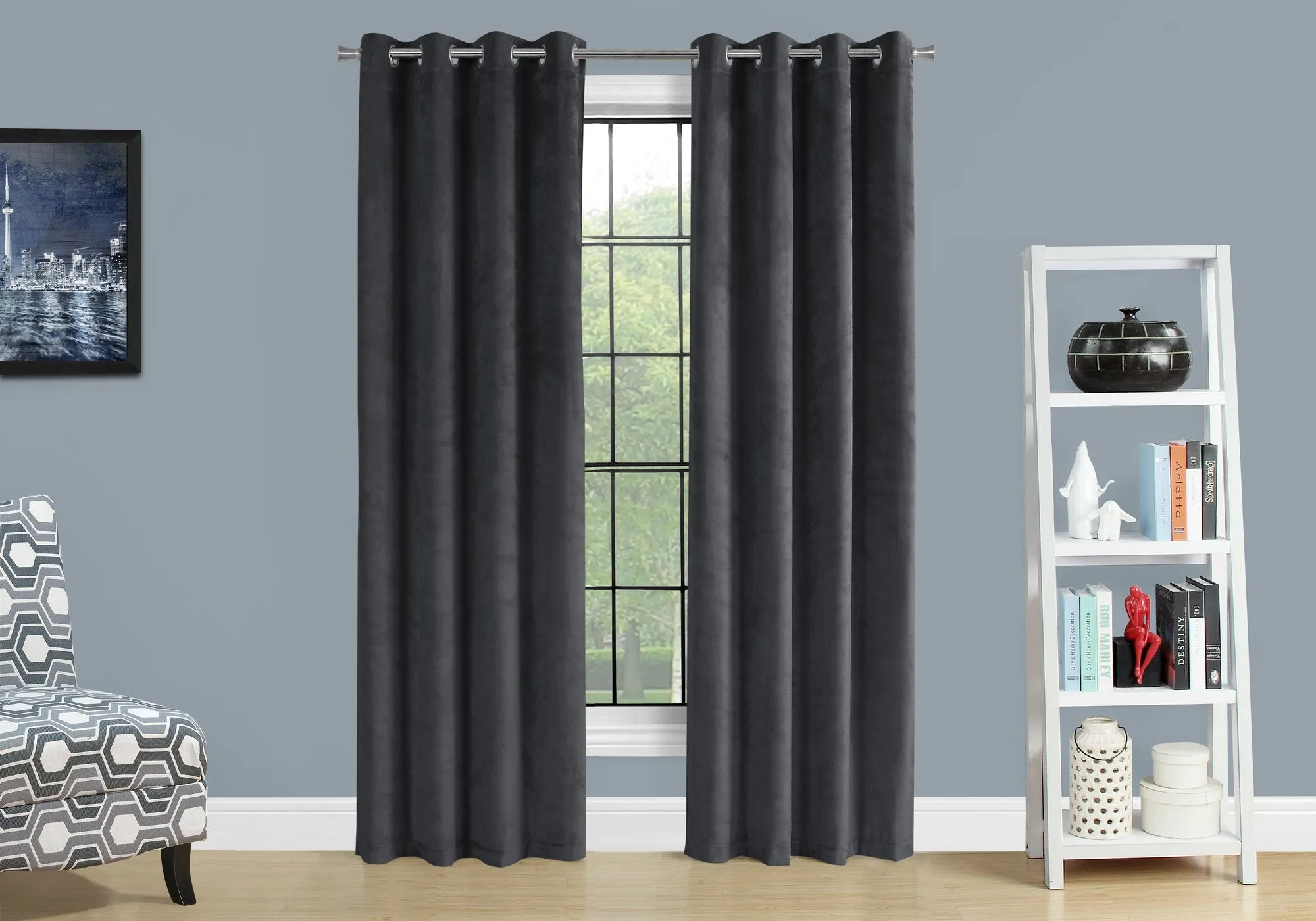 Curtain Panel - 2Pcs / 52"W X 84"H Grey Room Darkening