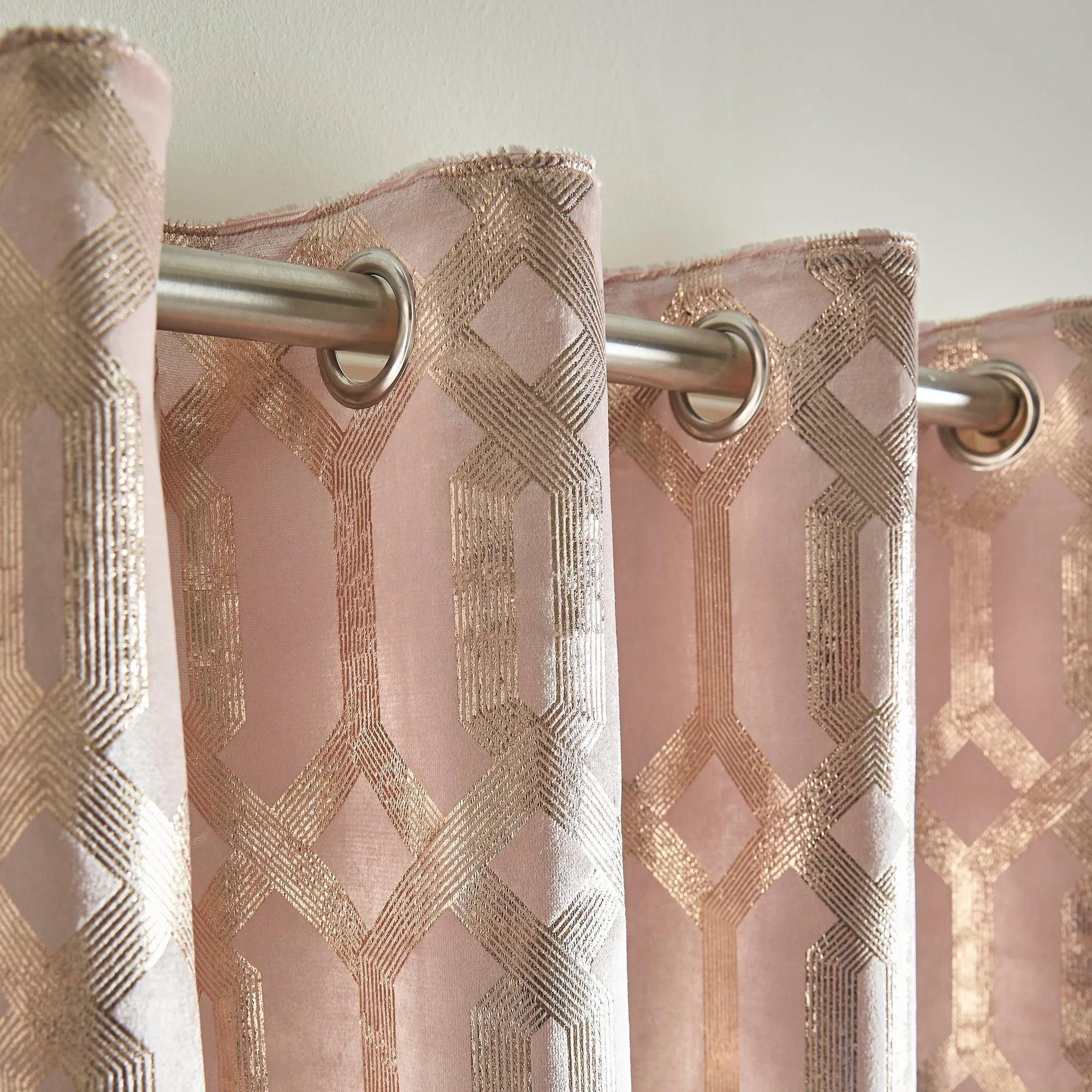 Curtina Darla Eyelet Curtains - Blush