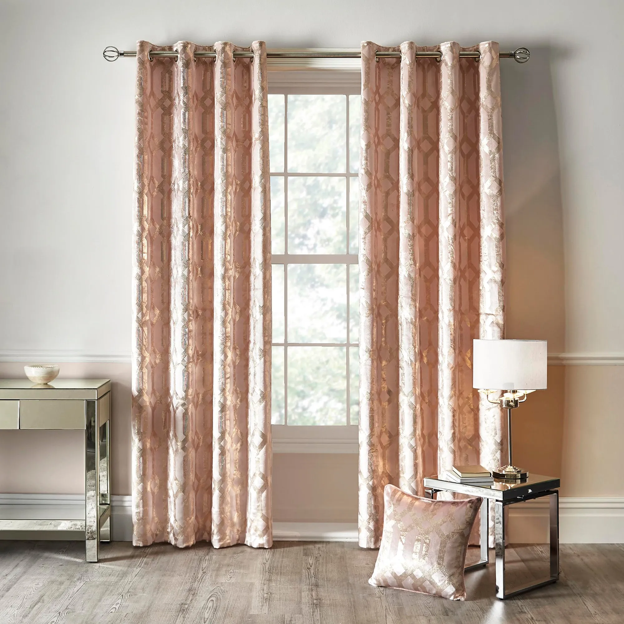 Curtina Darla Eyelet Curtains - Blush