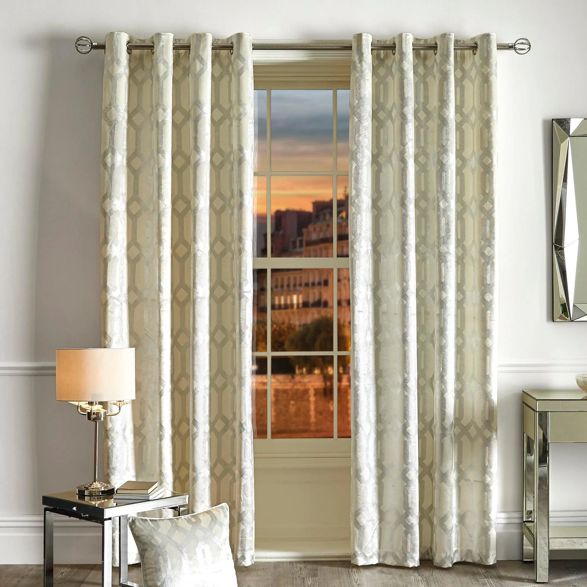 Curtina Darla Eyelet Curtains - Ivory