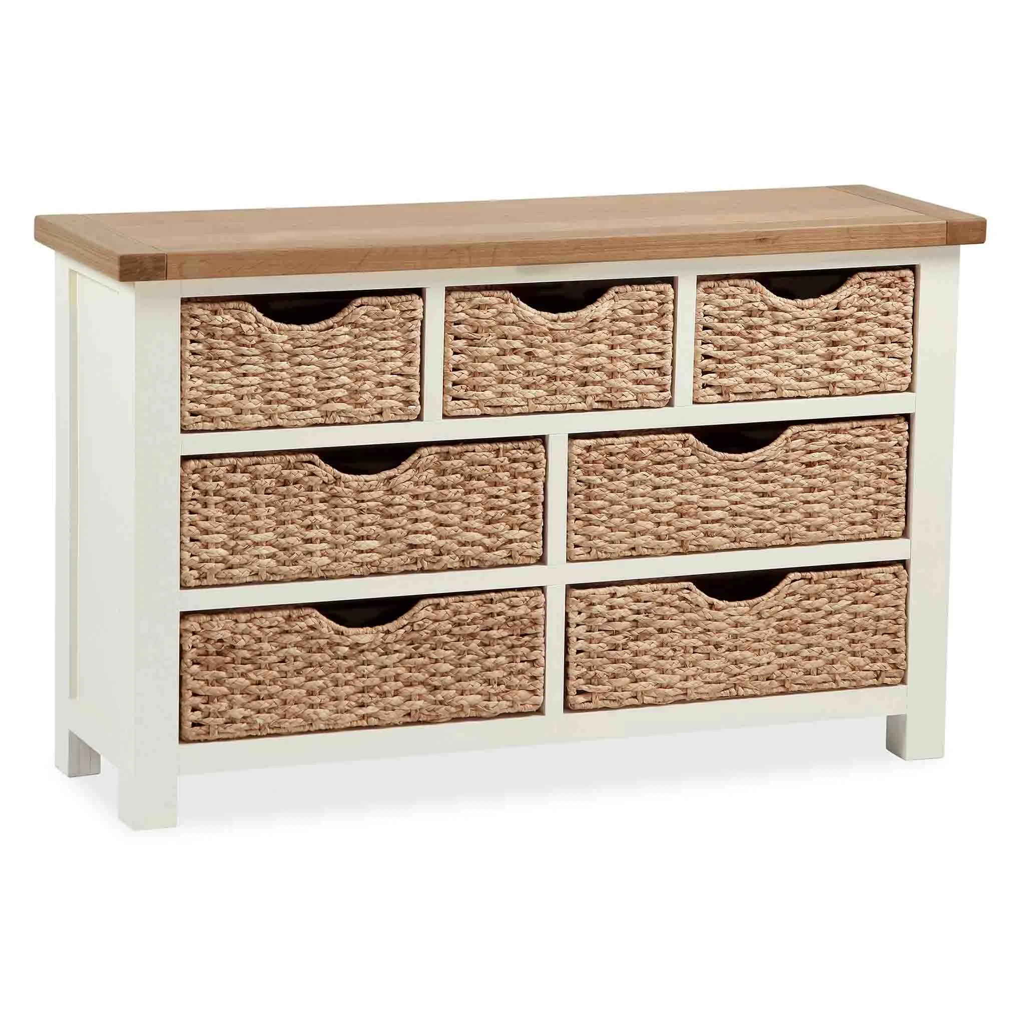 Daymer Cream 3 over 4 Drawer Chest with Baskets