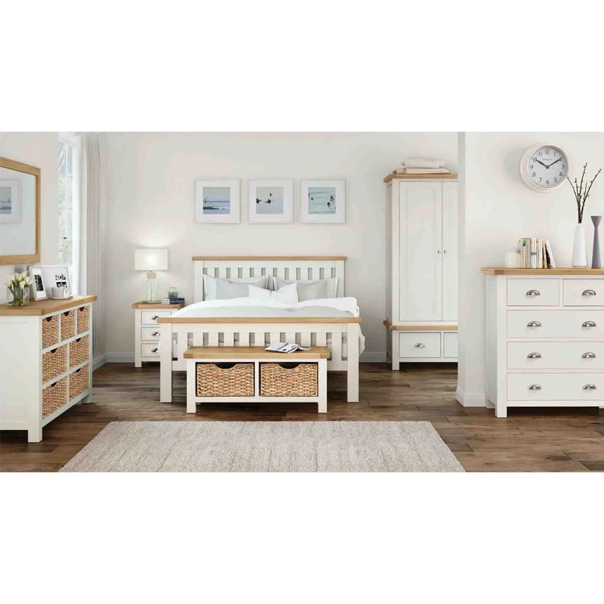 Daymer Cream 3 over 4 Drawer Chest with Baskets