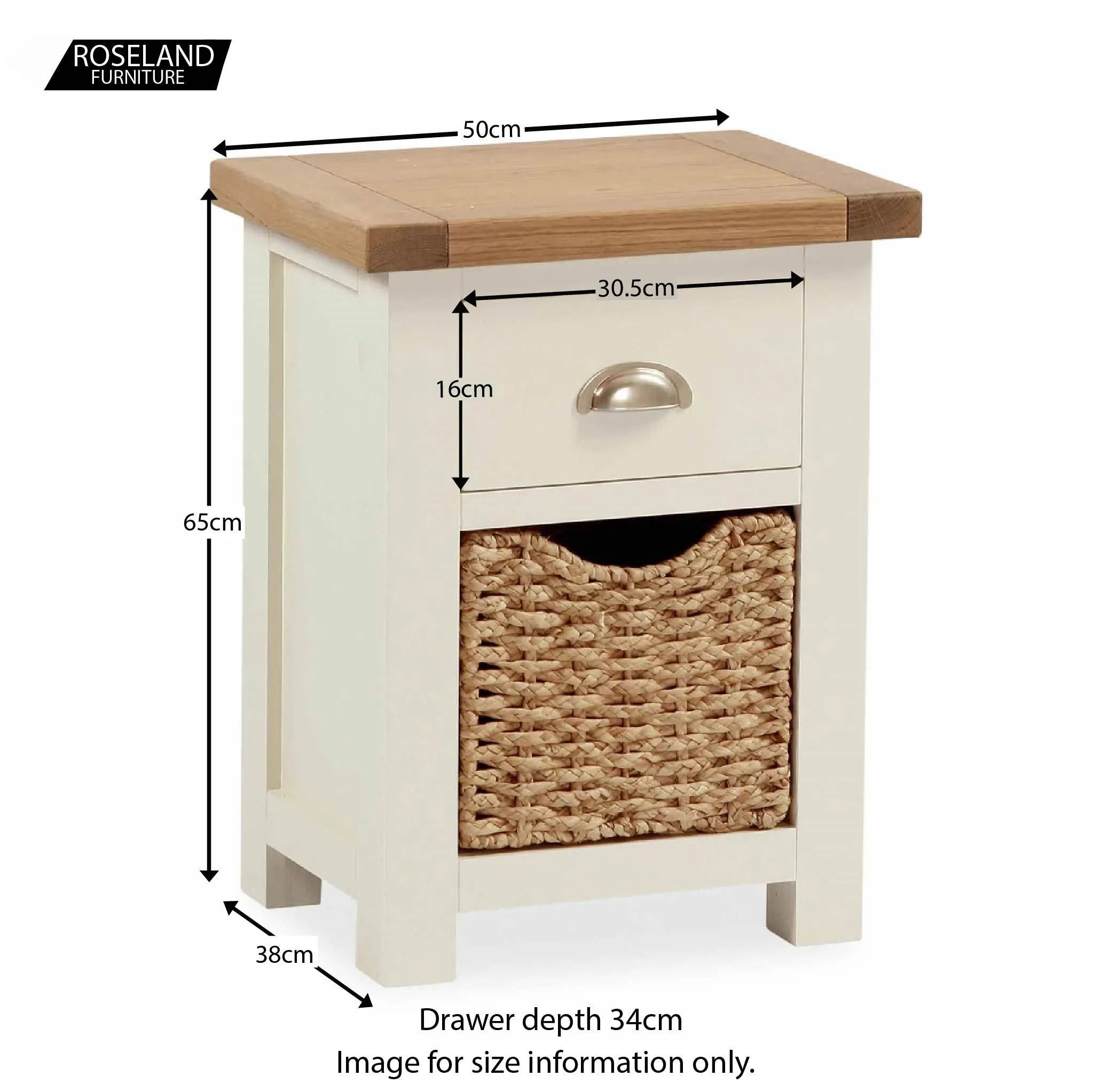 Daymer Cream Bedside Table with Basket