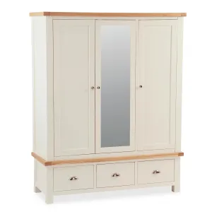 Daymer Cream Triple Wardrobe With Mirror