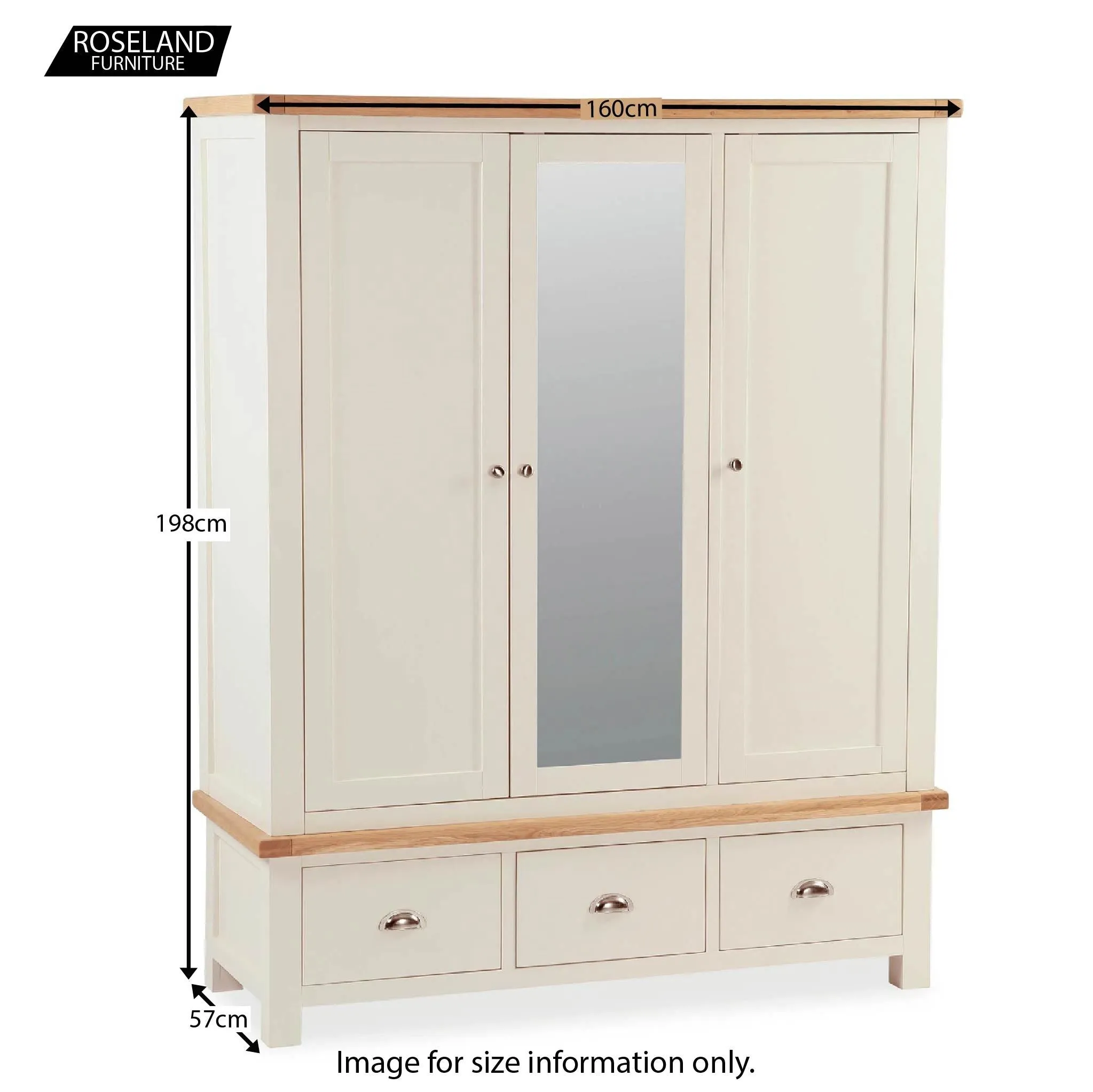 Daymer Cream Triple Wardrobe With Mirror