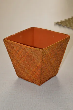 Dharini Screw Pine Paper Basket Mustard